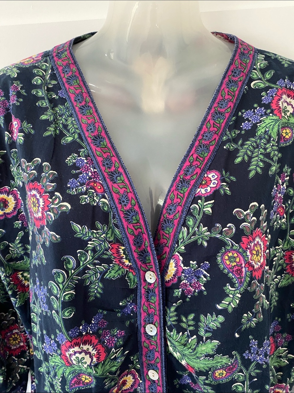 Anokhi Cotton Floral Top Blouse Size 14